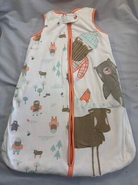 Sami & Jo 2.4 TOG Sleep Sack with Coral Trim and Mint & Brown Woodland Motifs